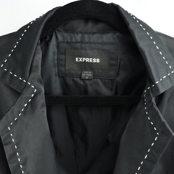 Express Black Trench Coat Womens Jacket Size M - Picture 3 of 7